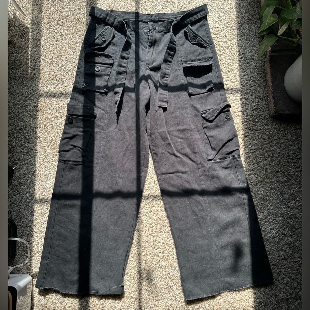 Small Black Cargo Pants w/ Belt Strap